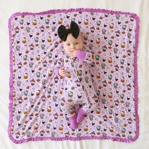 Posh Peanut Hello Kitty Monsters Ruffled Luxette Blanket